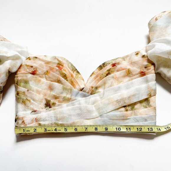 Zimmermann Luminosity Floral Draped Bodice Top Ivory Garden Floral Size AU 1 US - Picture 12 of 13